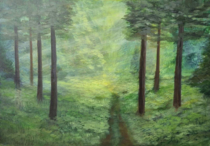 En stilla promenad i skogen i gruppen Alla konstverk / Akryl hos NOA Gallery (100185_skogstur)